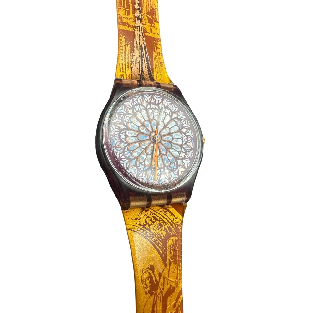 Swatch Watch Notre Dame Quasimodo 1994 Vintage Stained Glass Paris Cathedral KC